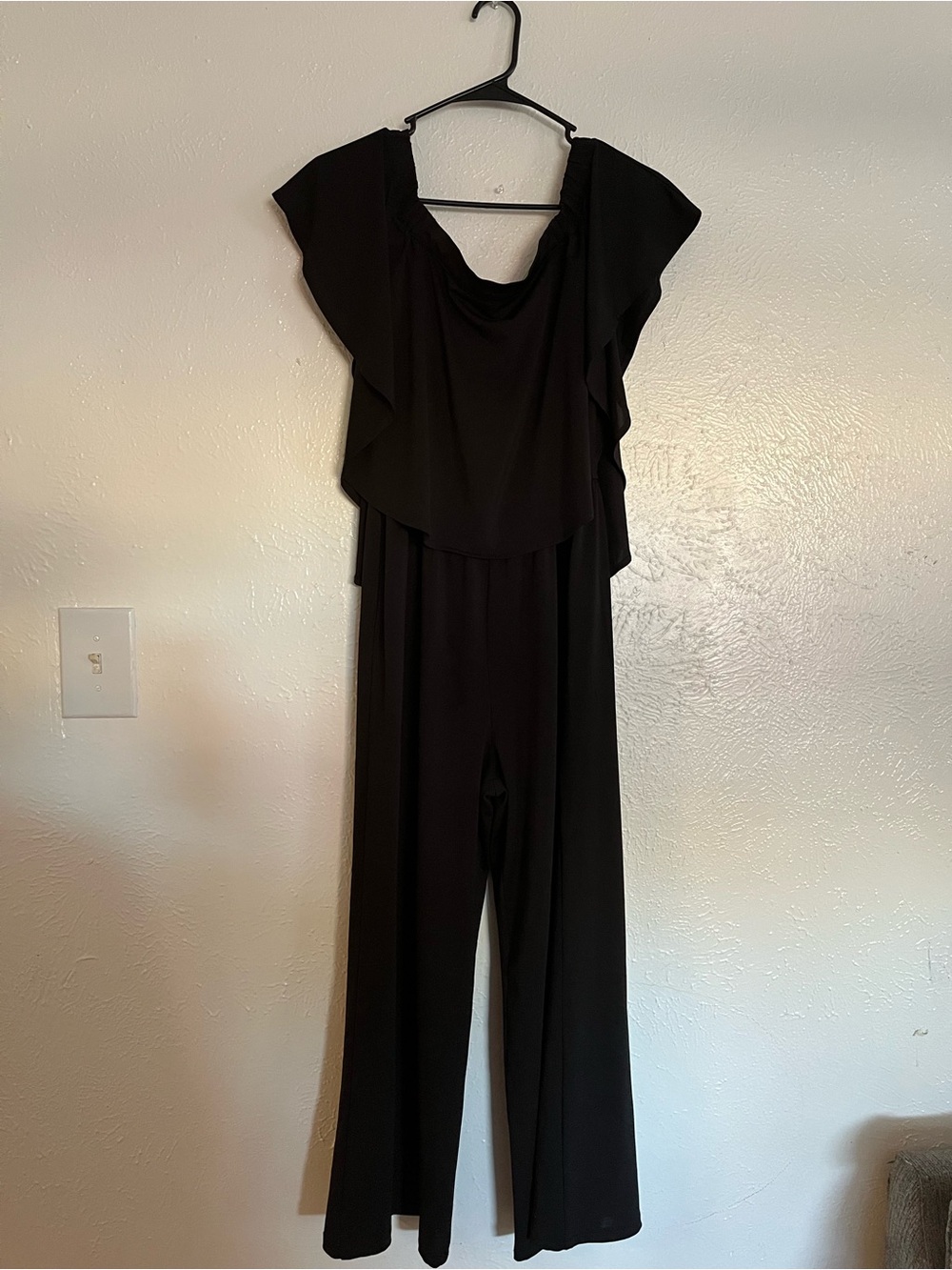 Kori Black Flutter-Sleeve Wide-Leg Jumpsuit
